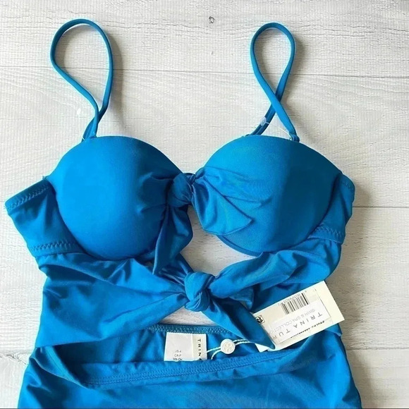 NWT ~ TRINA TURK Getaway Solid Tie Bandeau One Piece Swimsuit - Picture 4 of 7